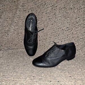 LA CANADIENNE-Black Kid Leather w/Cap Toe-Oxford-Lace Up-36.5-Excellent